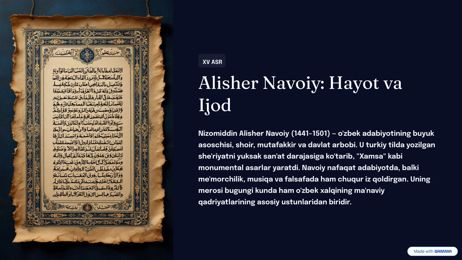 Alisher Navoiy: Hayot va Ijod