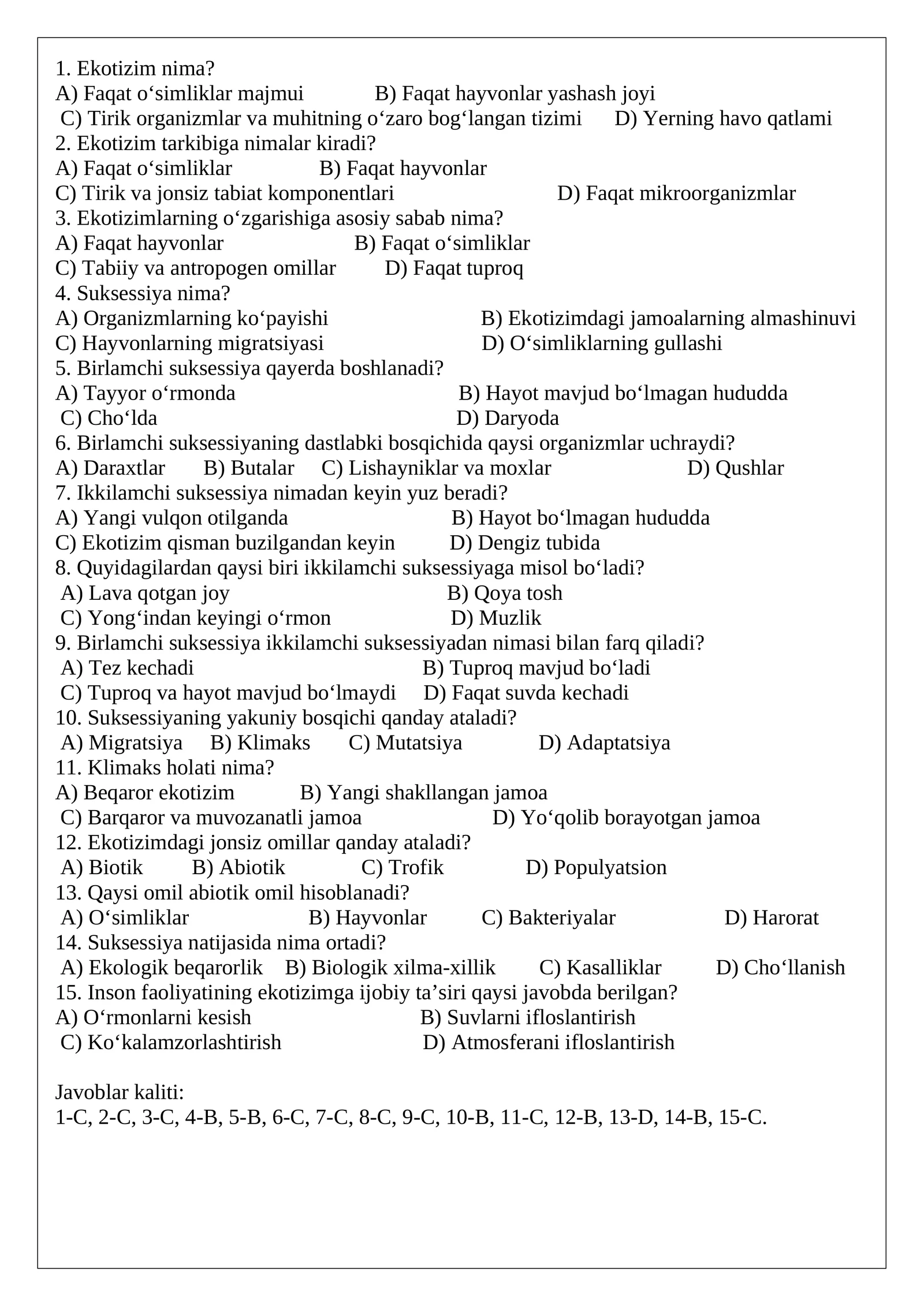 Ekotizim nima?