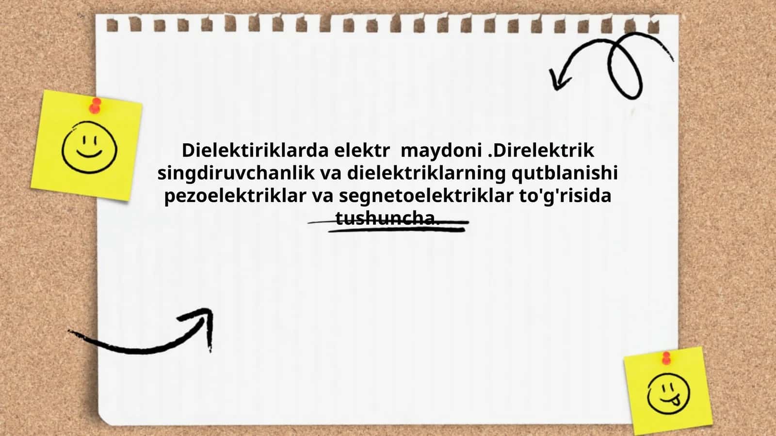 Dielektiriklarda elektr maydoni.Direlektrik singdiruvchanlik va dielektriklarning qutblanishi pezoelektriklar va segnetoelektriklar to'g'risida tushuncha