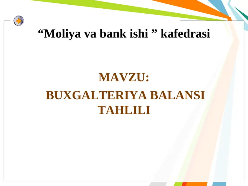 BUXGALTERIYA BALANSI TAHLILI
