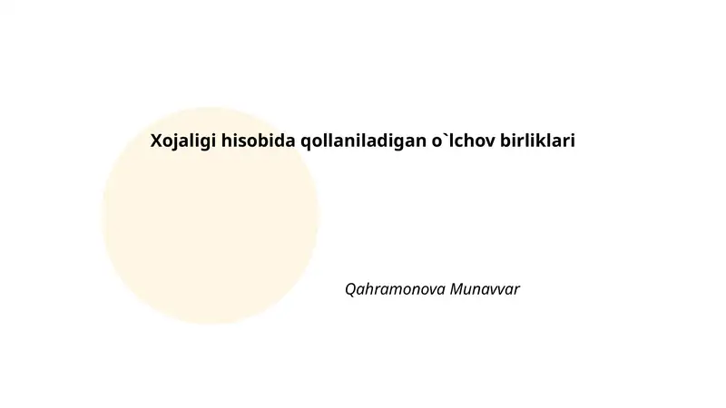 Og`irlik o`lchov birliklari