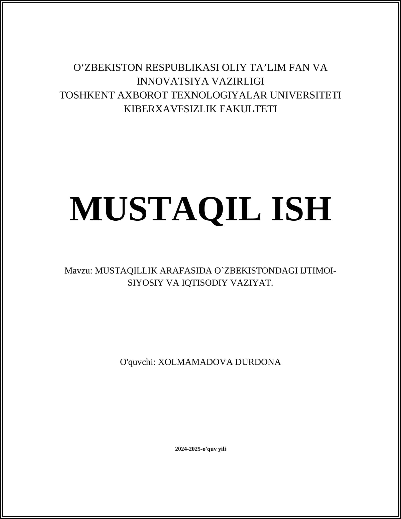 O'zbekiston Mustaqilligi oldidan siyosiy vaziyat