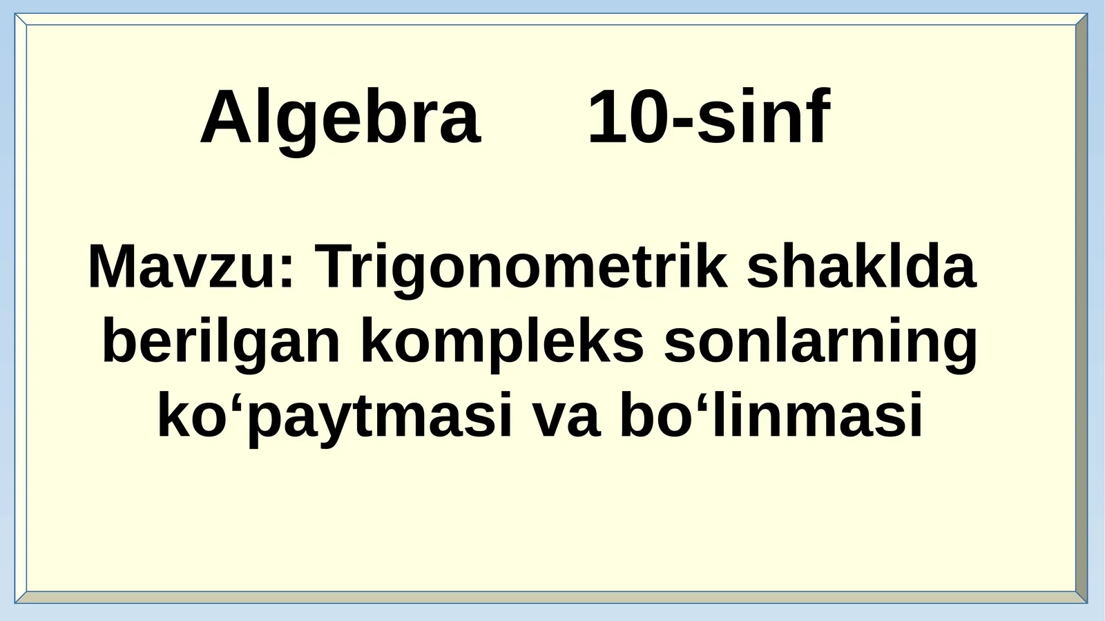 Algebra 10-sinf