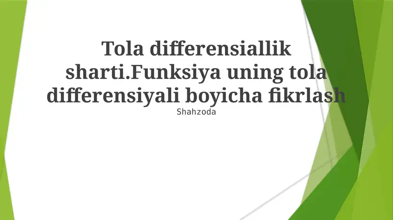To'liq Differentsiallik Sharti