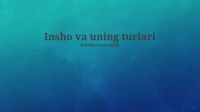 Insho va uning turlari