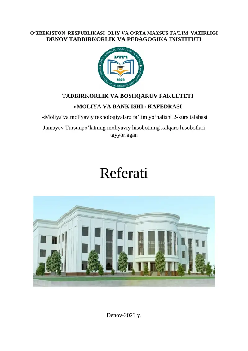 Nomoddiy aktivlar referati