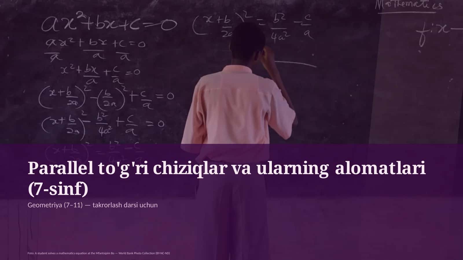 Parallel to'g'ri chiziqlar va ularning alomatlari (7-sinf)