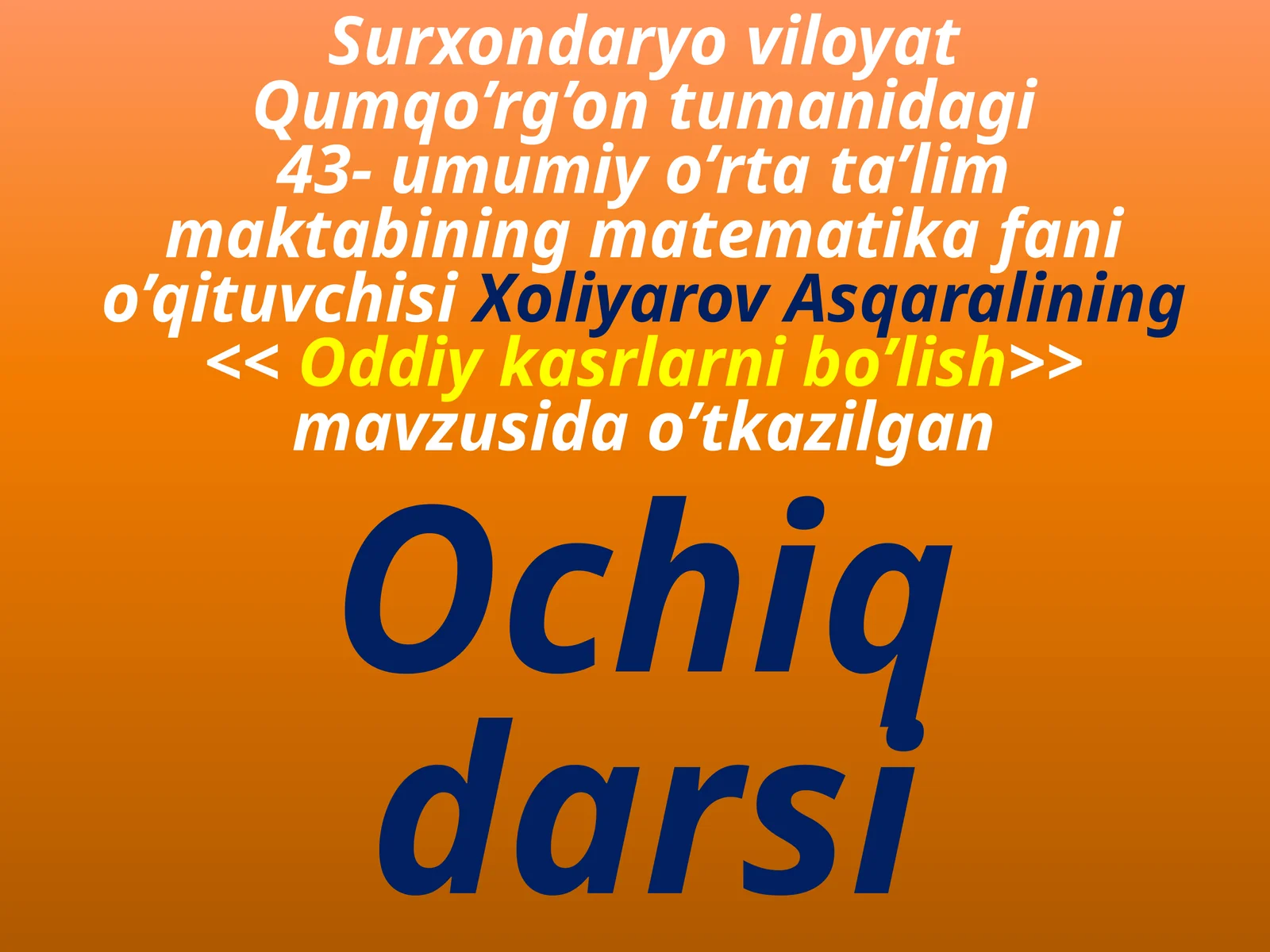 Oddiy kasrlarni bo'lish