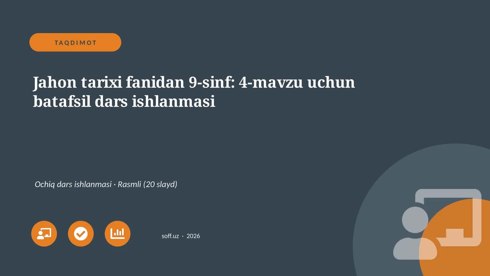 Jahon tarixi fanidan 9-sinf: 4-mavzu uchun batafsil dars ishlanmasi