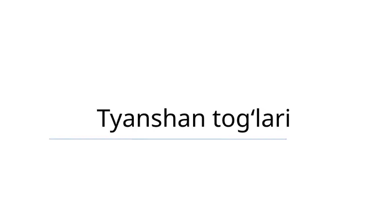 Tyanshan togʻlari