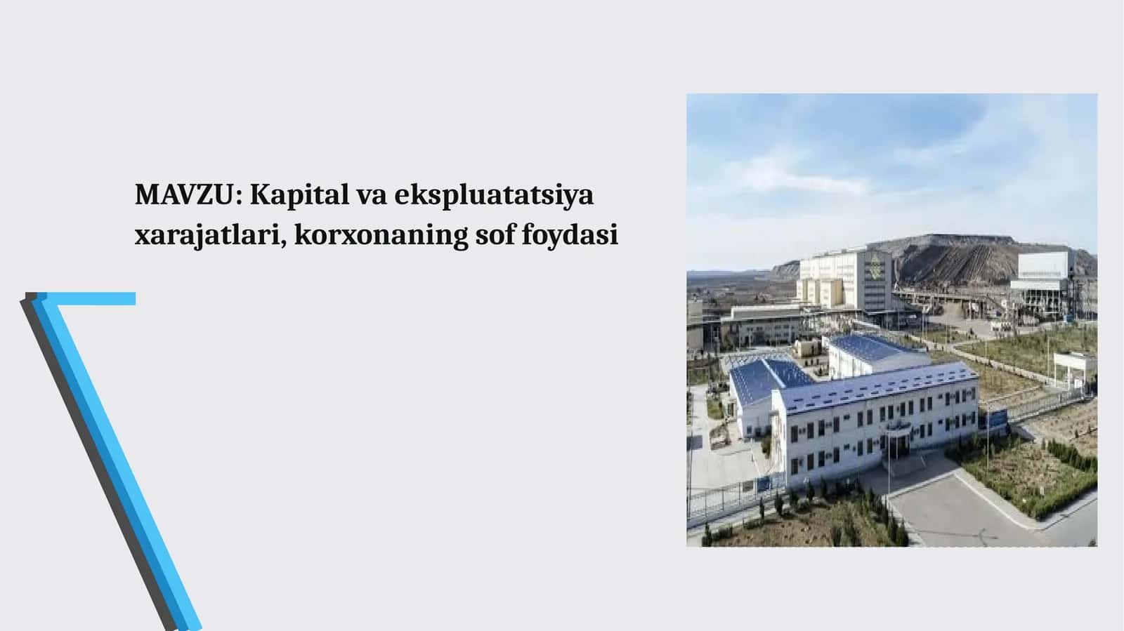 Kapital va ekspluatatsiya xarajatlari, korxonaning sof foydasi