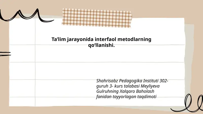 Xalqaro Baholash fanidan tayyorlagan taqdimoti