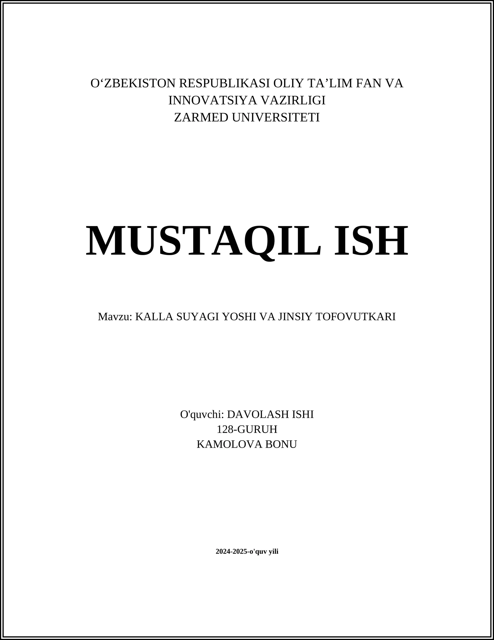 KALLA SUYAGI YOSHI VA JINSIY TOFOVUTKARI