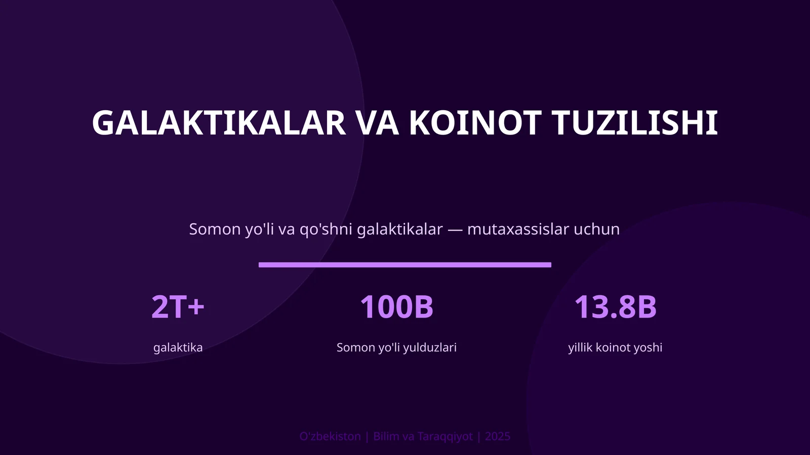 GALAKTIKALAR VA KOINOT TUZILISHI