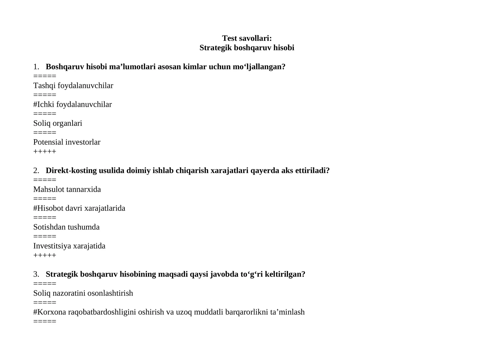 Strategik boshqaruv hisobi