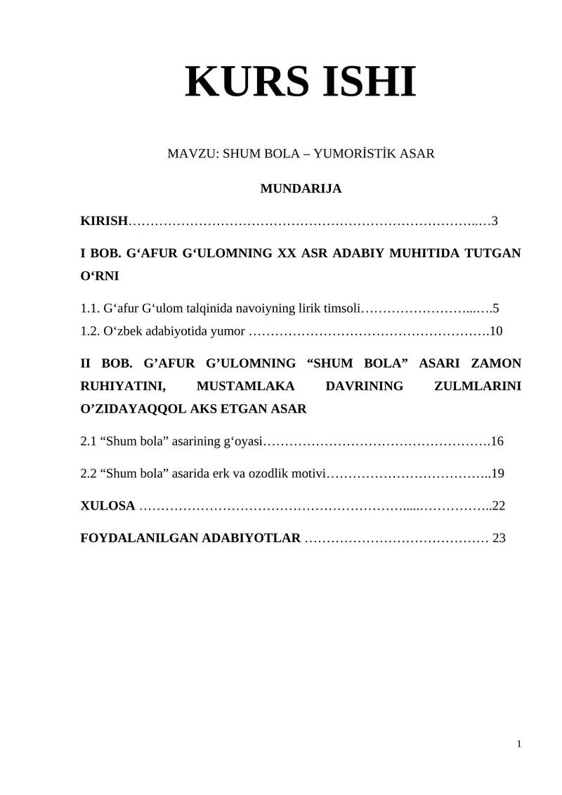 "SHUM BOLA – YUMORİSTİK ASAR"