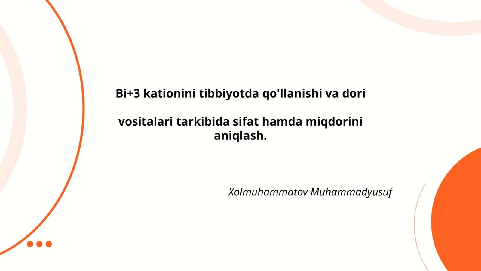 Bi+3 kationini tibbiyotda qo'llanishi va dori
