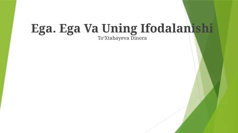 Ega. Ega Va Uning Ifodalanishi
