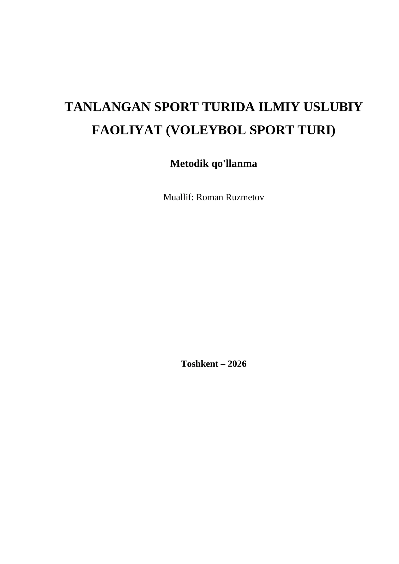 Tanlangan sport turida ilmiy uslubiy faoliyat (voleybol sport turi)