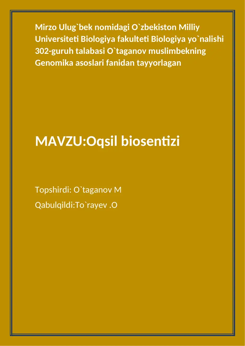 O`qsil biosentizi