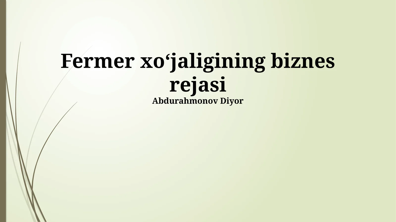 Fermer xo'jaligining biznes rejasi