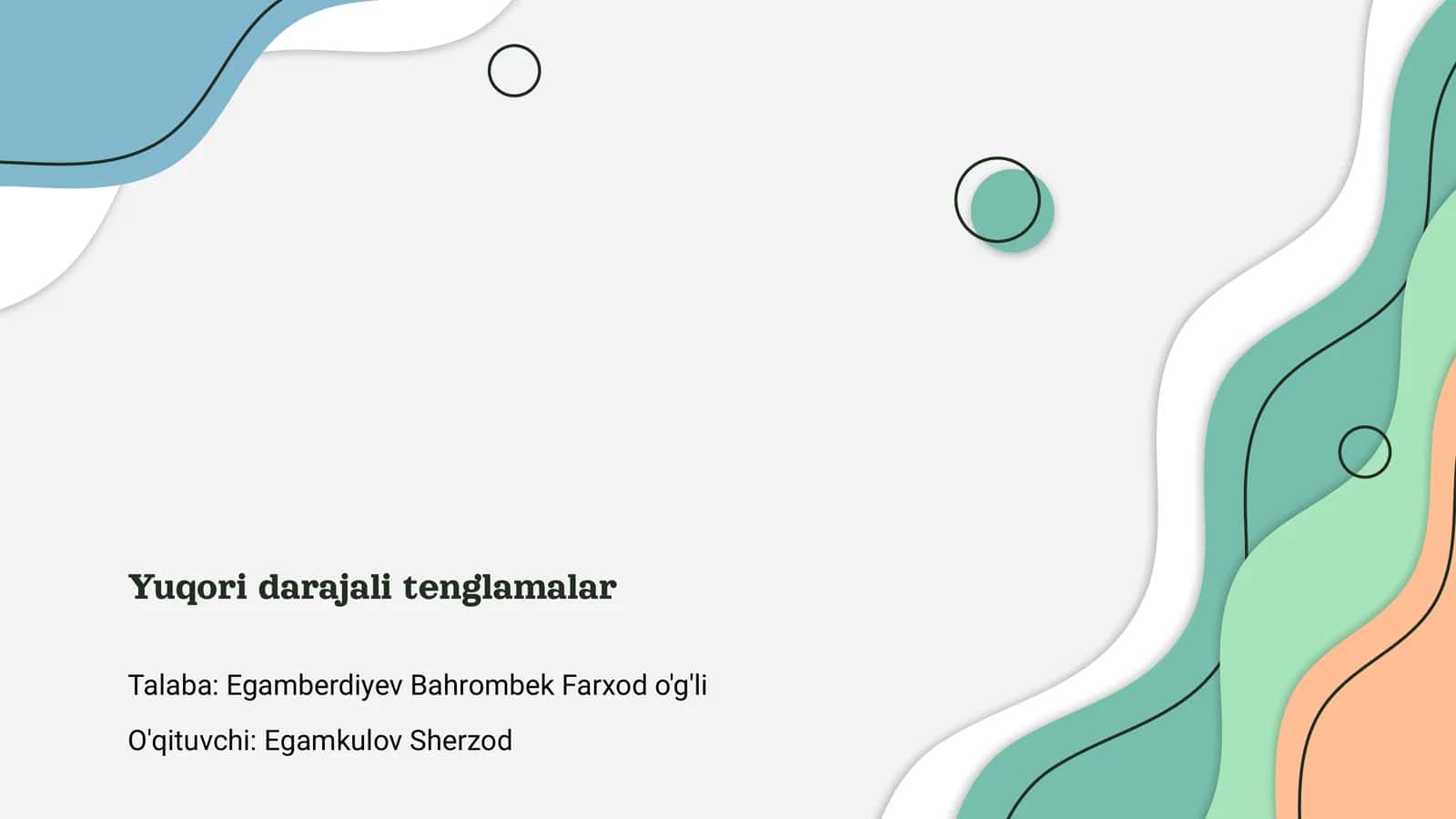 Yuqori darajali tenglamalar