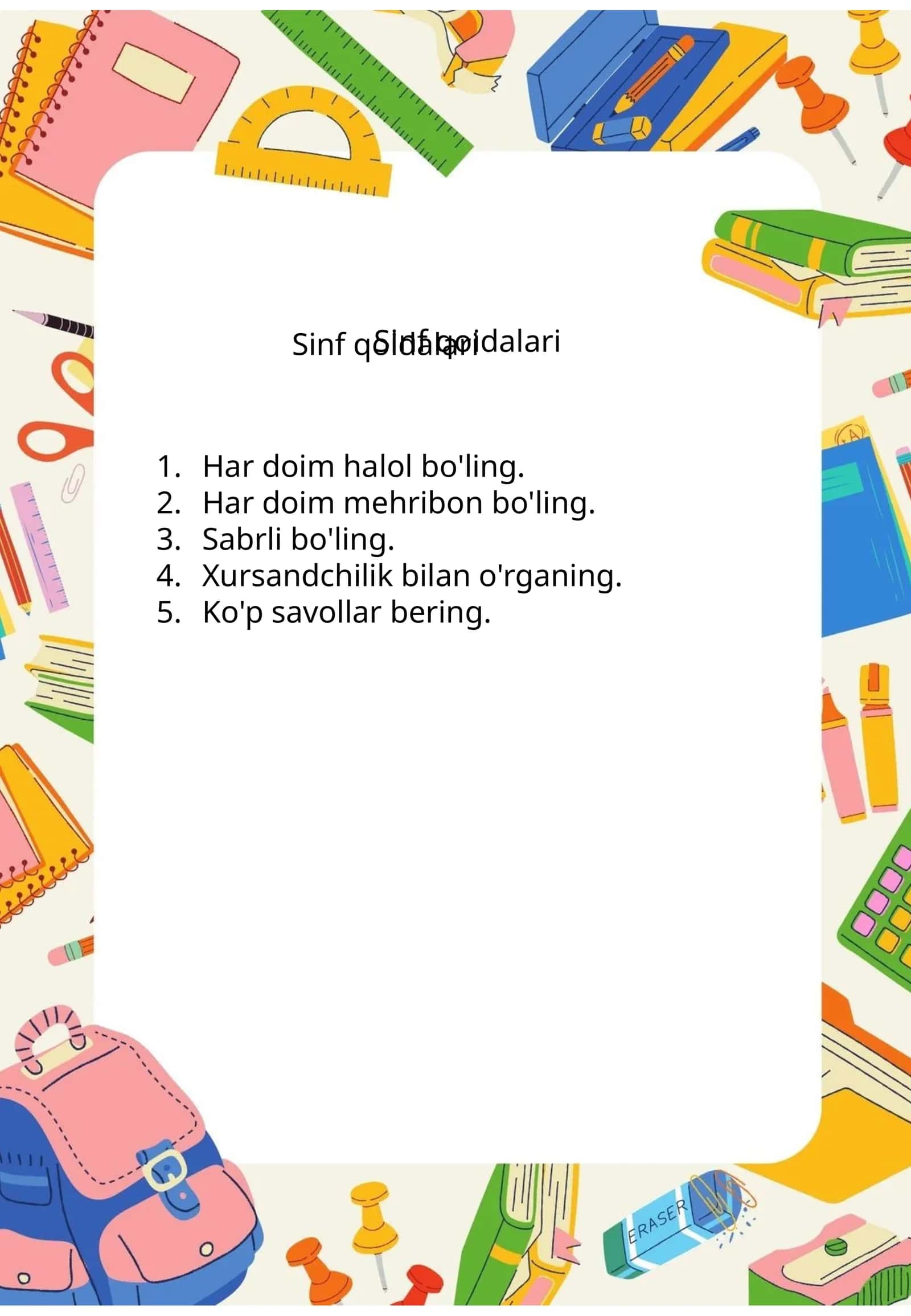 Sinf qoidalari