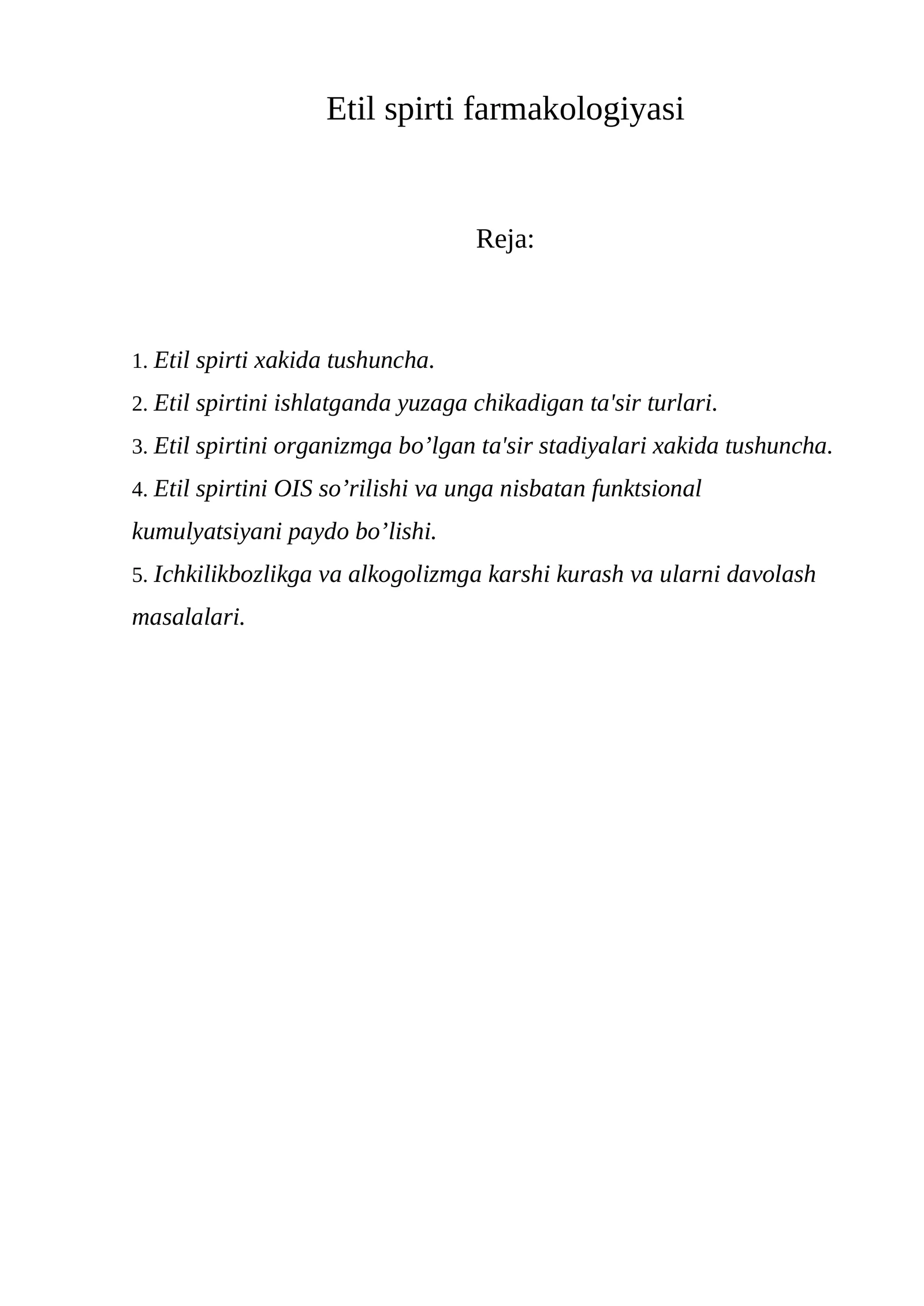 Etil spirti farmakologiyasi