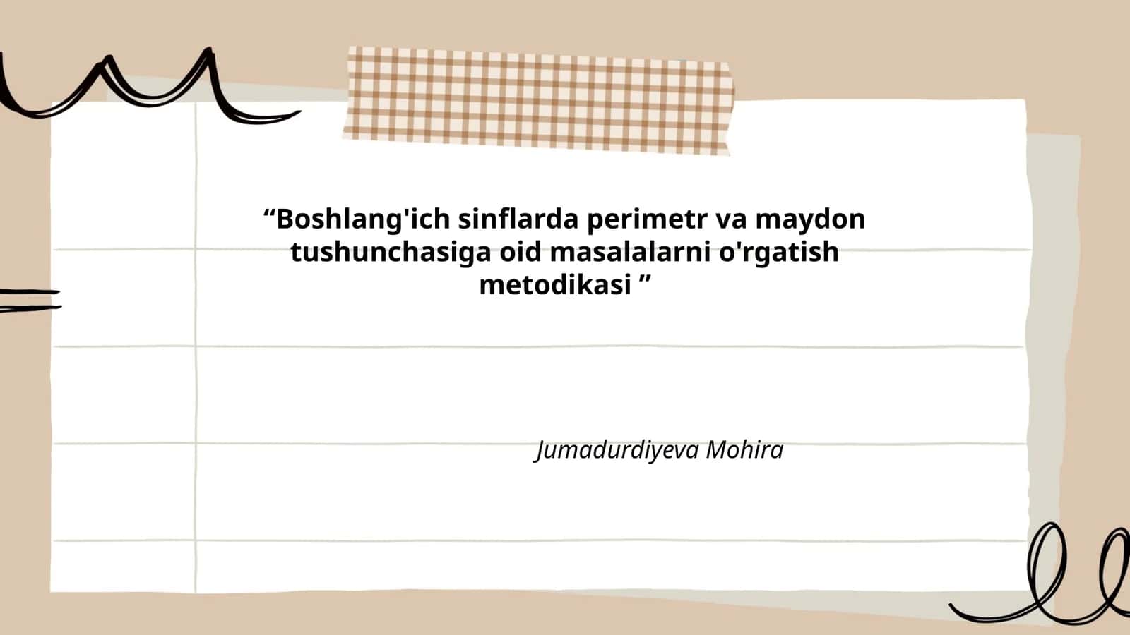 Boshlang'ich sinflarda perimetr va maydon tushunchasiga oid masalalarni o'rgatish metodikasi