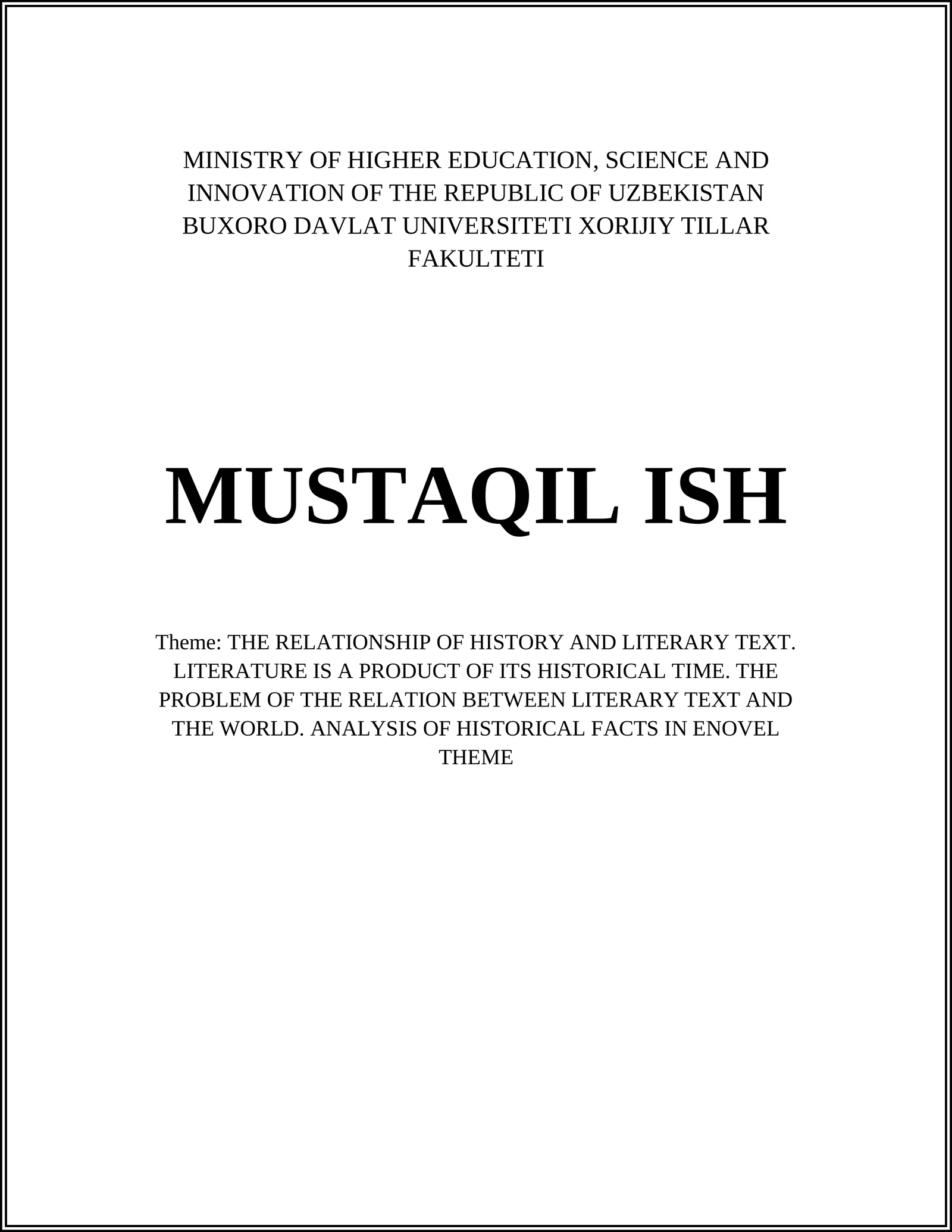 THE RELATIONSHIP OF HISTORY AND LITERARY TEXT