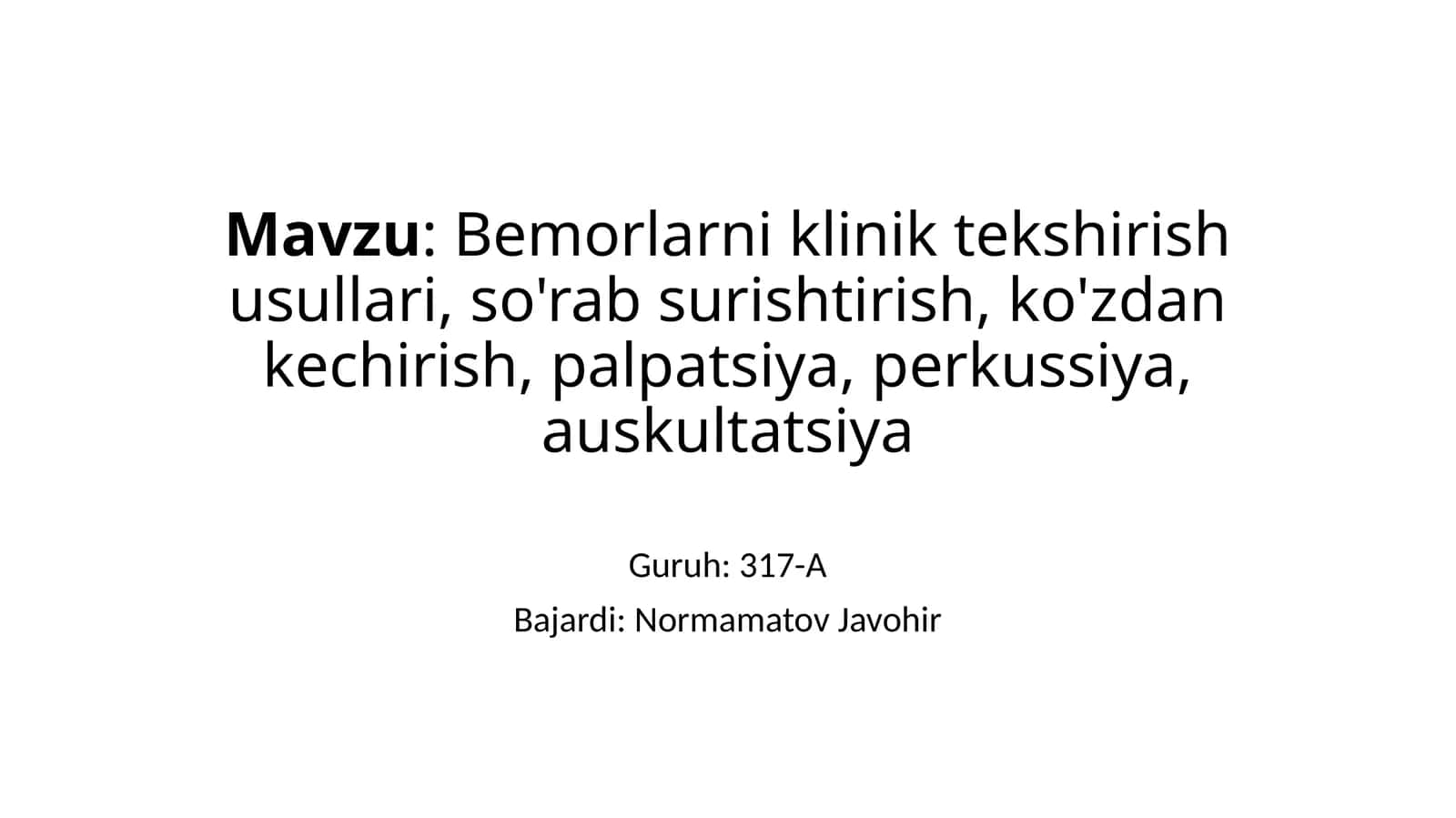Bemorlarnikliniktekshirishusullari