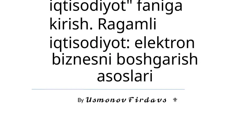 Ragamli iqtisodiyot: elektron