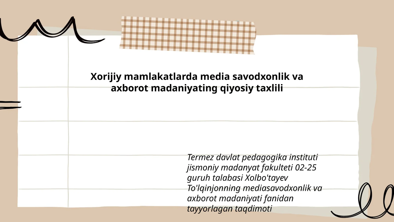 Media savodxonlik va axborot madaniyat