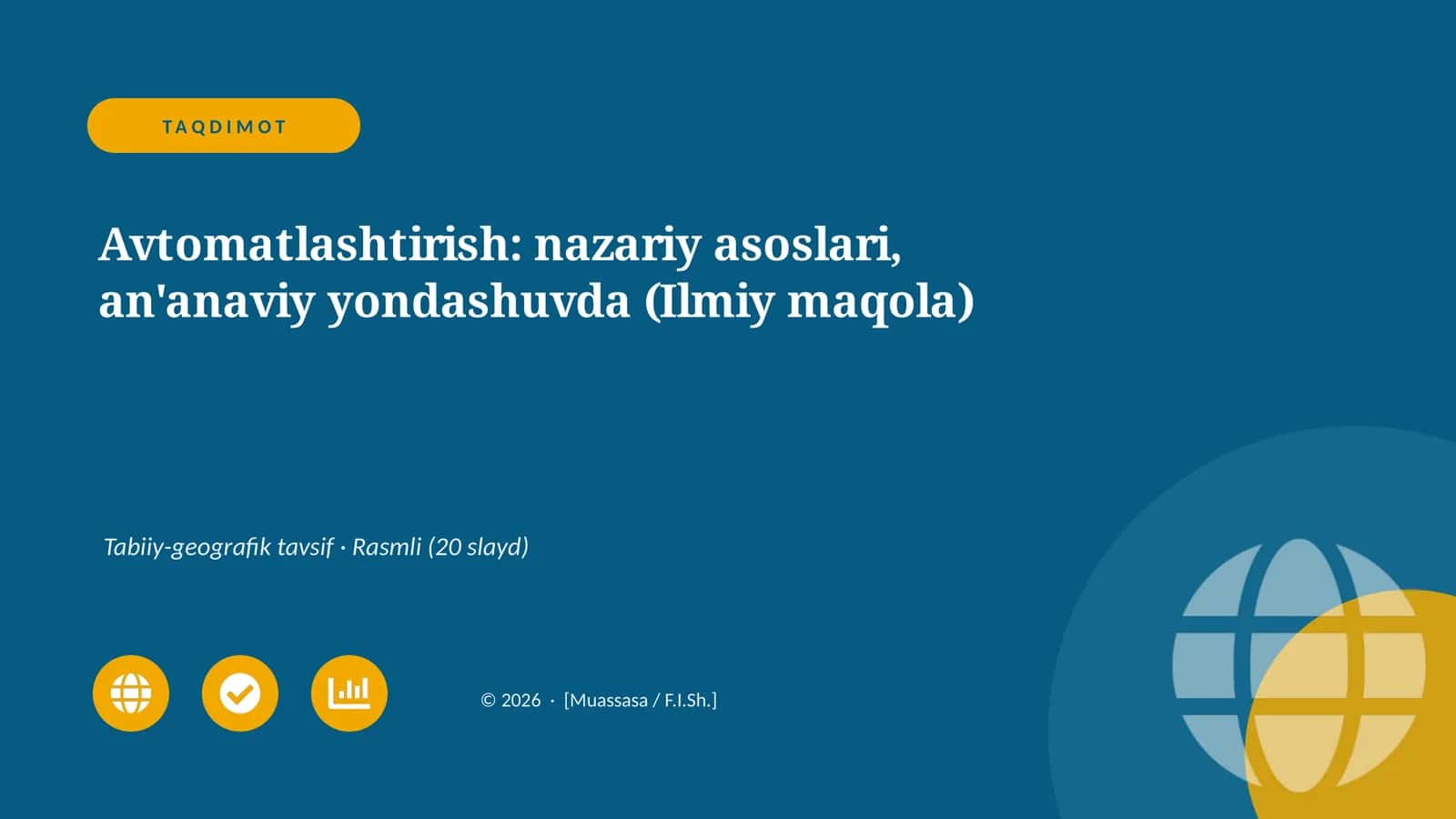Avtomatlashtirish: nazariy asoslari, an'anaviy yondashuvda (Ilmiy maqola)