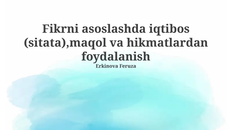 Iqtiboslar, maqollar va hikmatli so'zlar