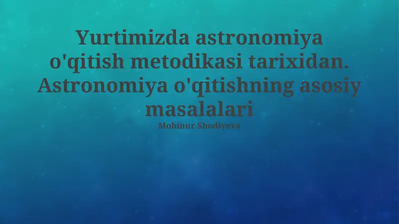 Astronomiya ta'limi tarixidan