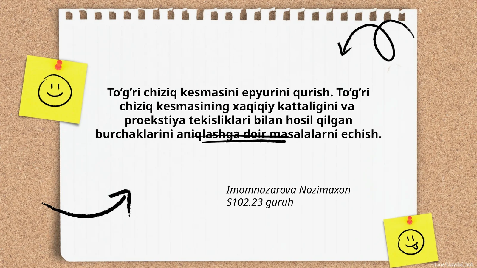 To’g’ri chiziq kesmasi