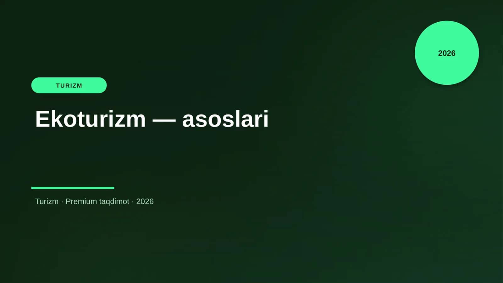 Ekoturizm — asoslari