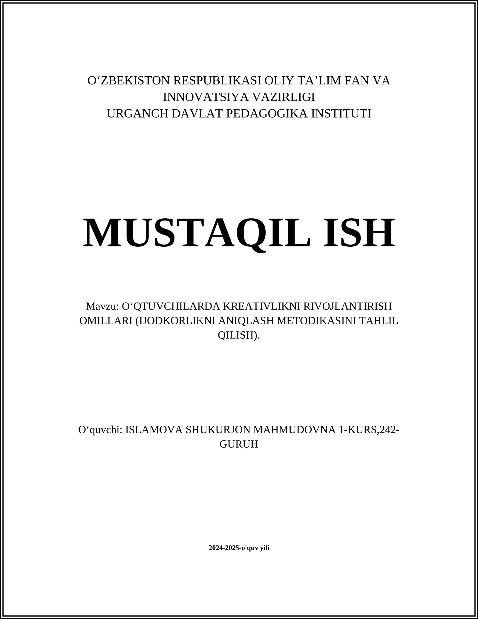 OFT-MASALAHASI VA HAL QILISH OMITASIDAGI TASIRI