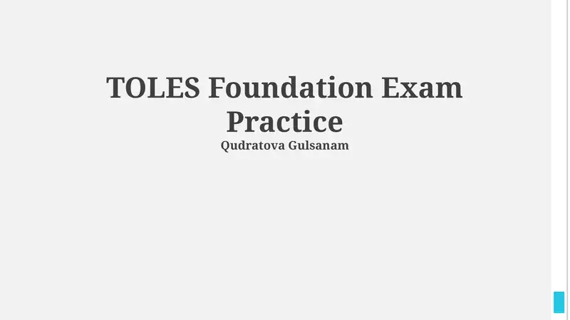 TOLES Foundation Exam Practice