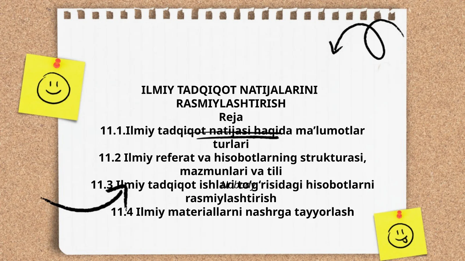 ILMIY TADQIQOT NATIJALARINI RASMIYLASHTIRISH
