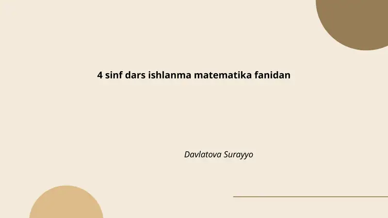 4 sinf matematika dars ishlanmasi
