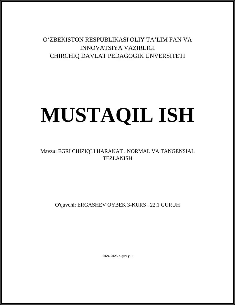 EGRI CHIZIQLI HARAKAT