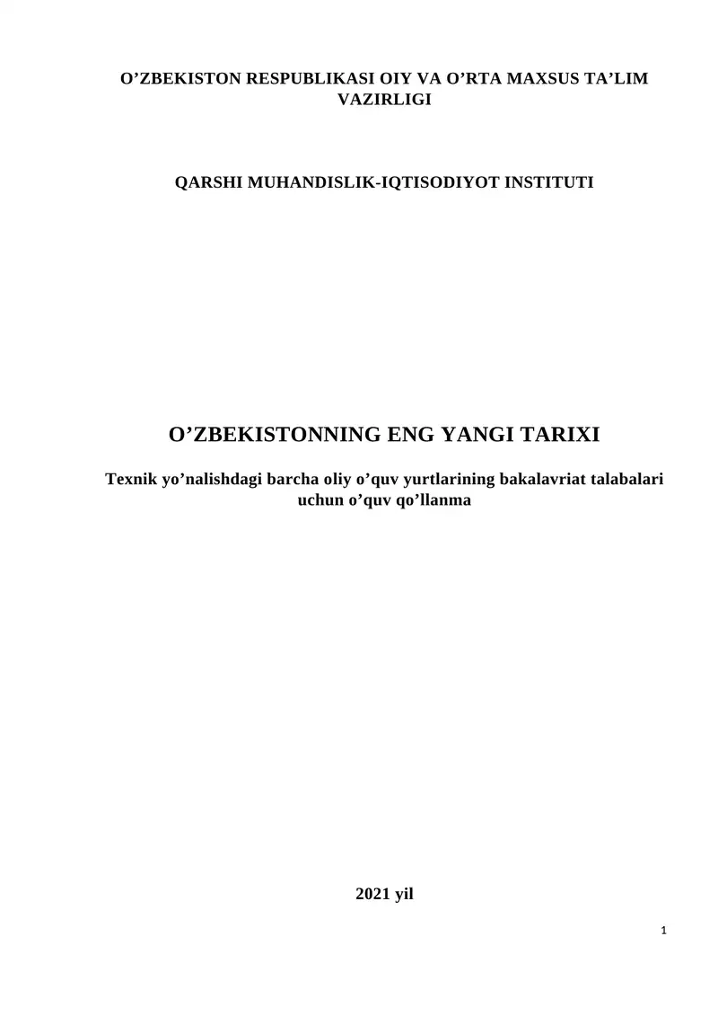 O'zbekistonning eng yangi tarixi