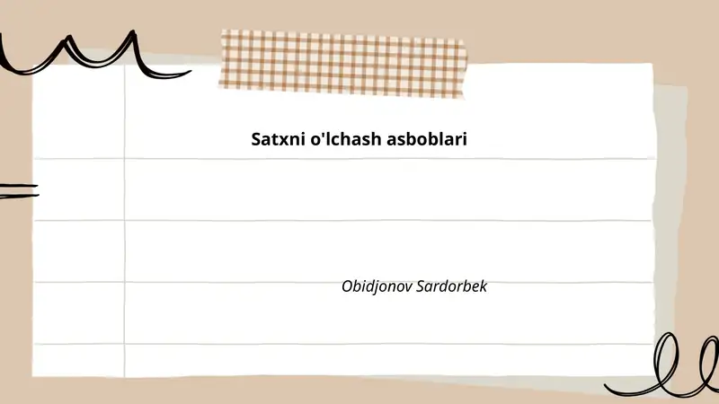 Satxni o'lchash asboblari