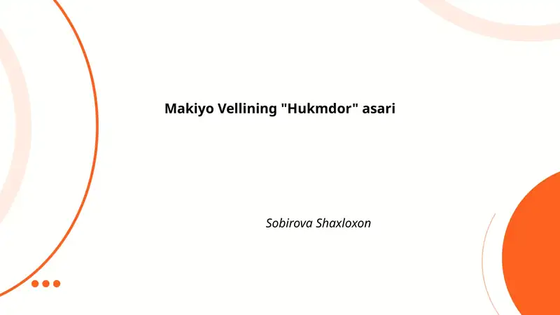 Makiyo Vellining "Hukmdor" asari