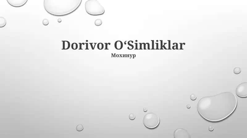 Dorivor OʻSimliklar
