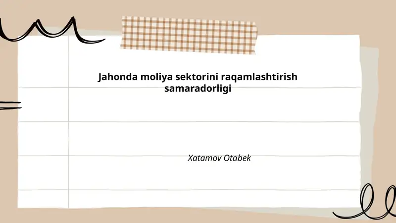Jahonda moliya sektorini raqamlashtirish samaradorligi