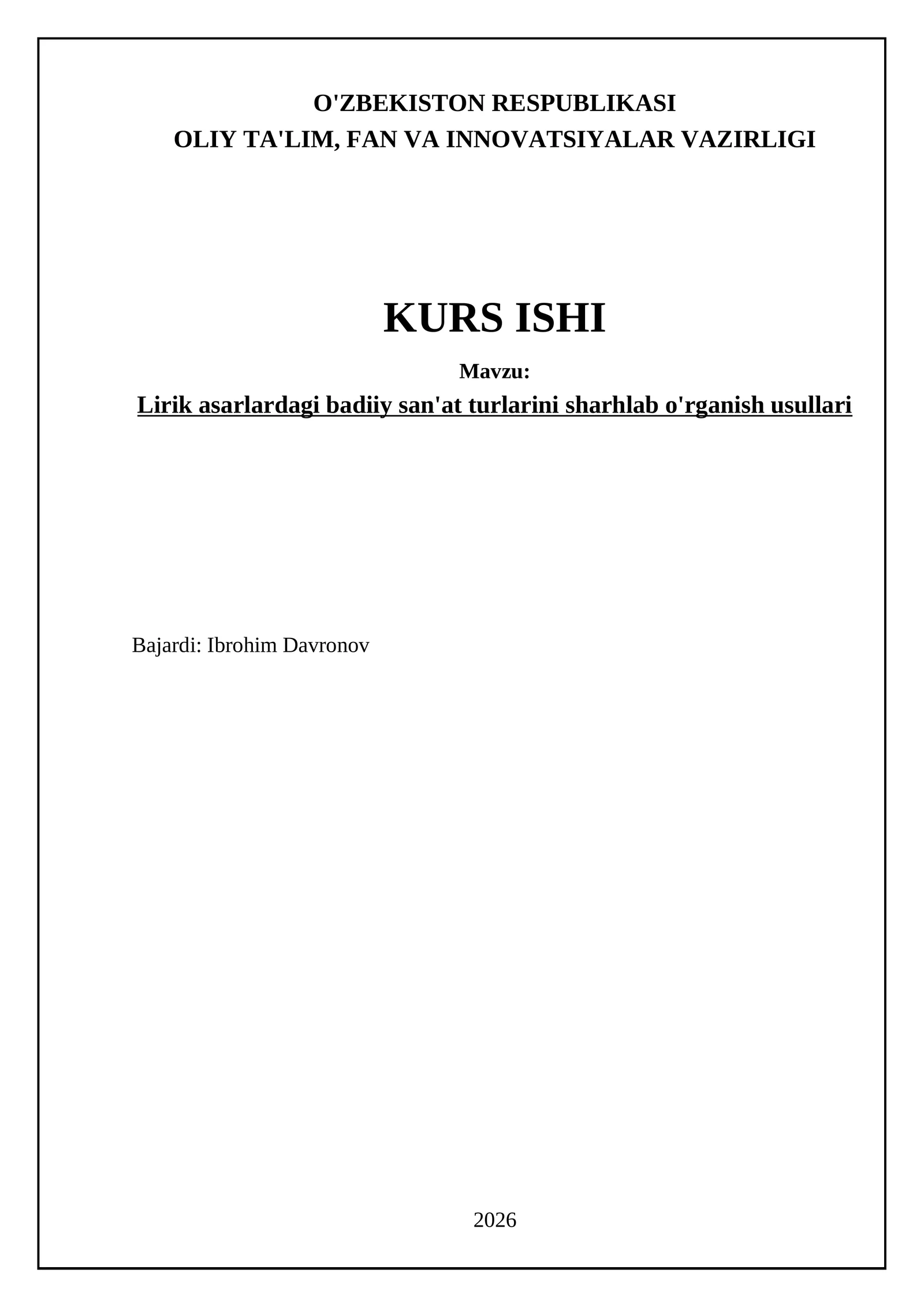 Lirik asarlardagi badiiy san'at turlarini sharhlab o'rganish usullari
