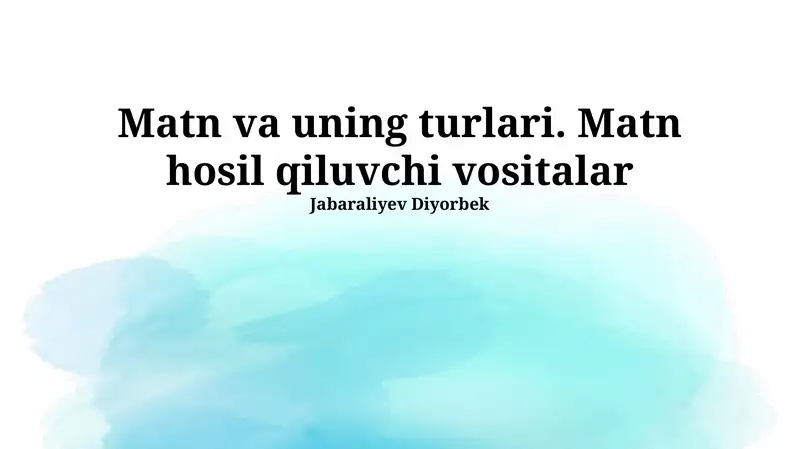 Matn va uning turlari
